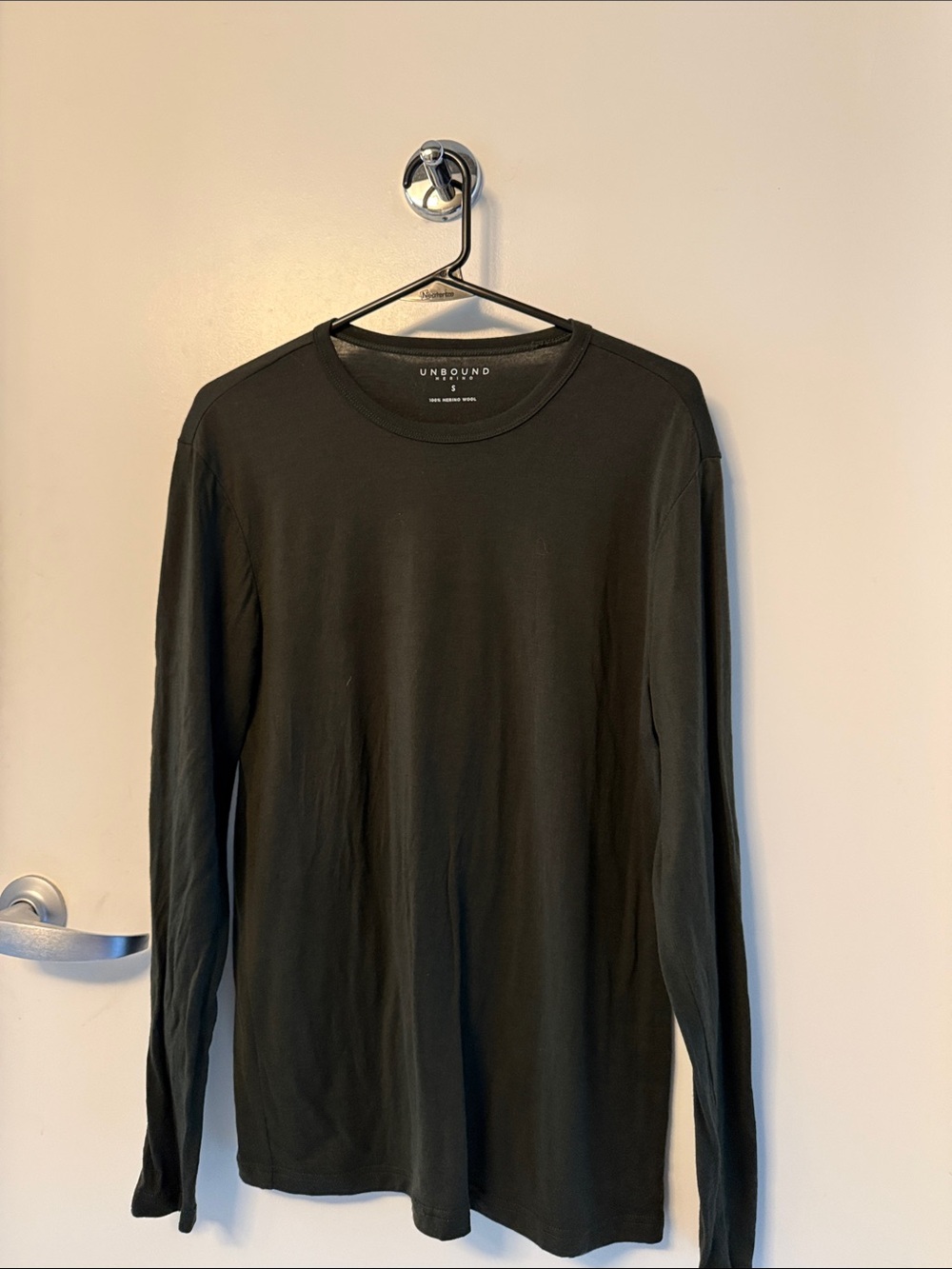 Unbound Merino Men's Forest Green Long-Sleeve Crewneck Tee